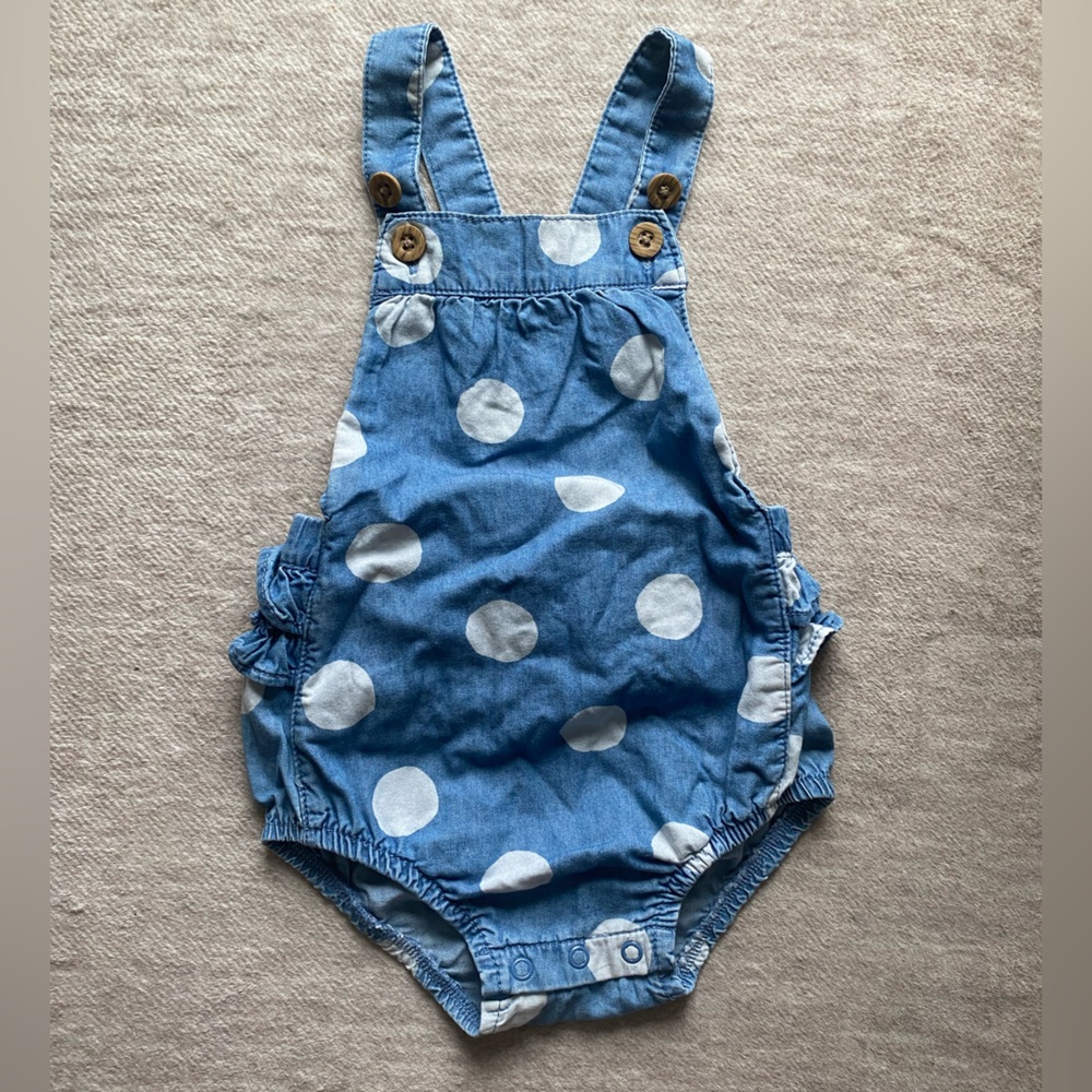 Carter's Blue and White Polka Dot Overalls